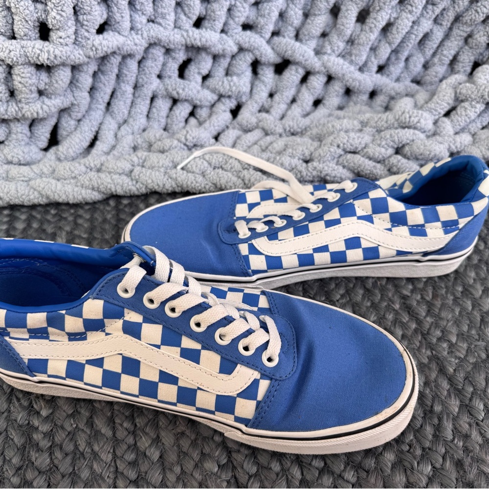Vans Blue and White Checkered Sneakers
